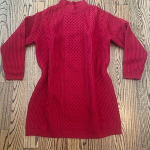 Women's Red Cable Knit Sweater